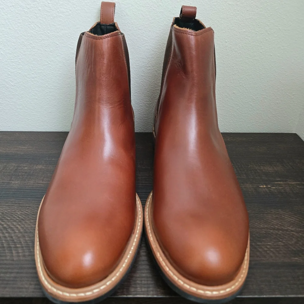 Nisolo Mens Leather All Weather Brandy‎ Classic Chelsea Boots Brown Size 12